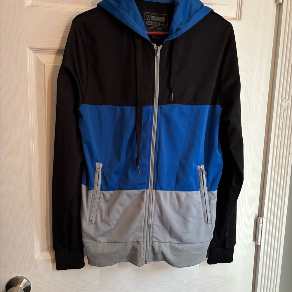 21men Color-Blocked Windbreaker Jacket Blue Black Gray